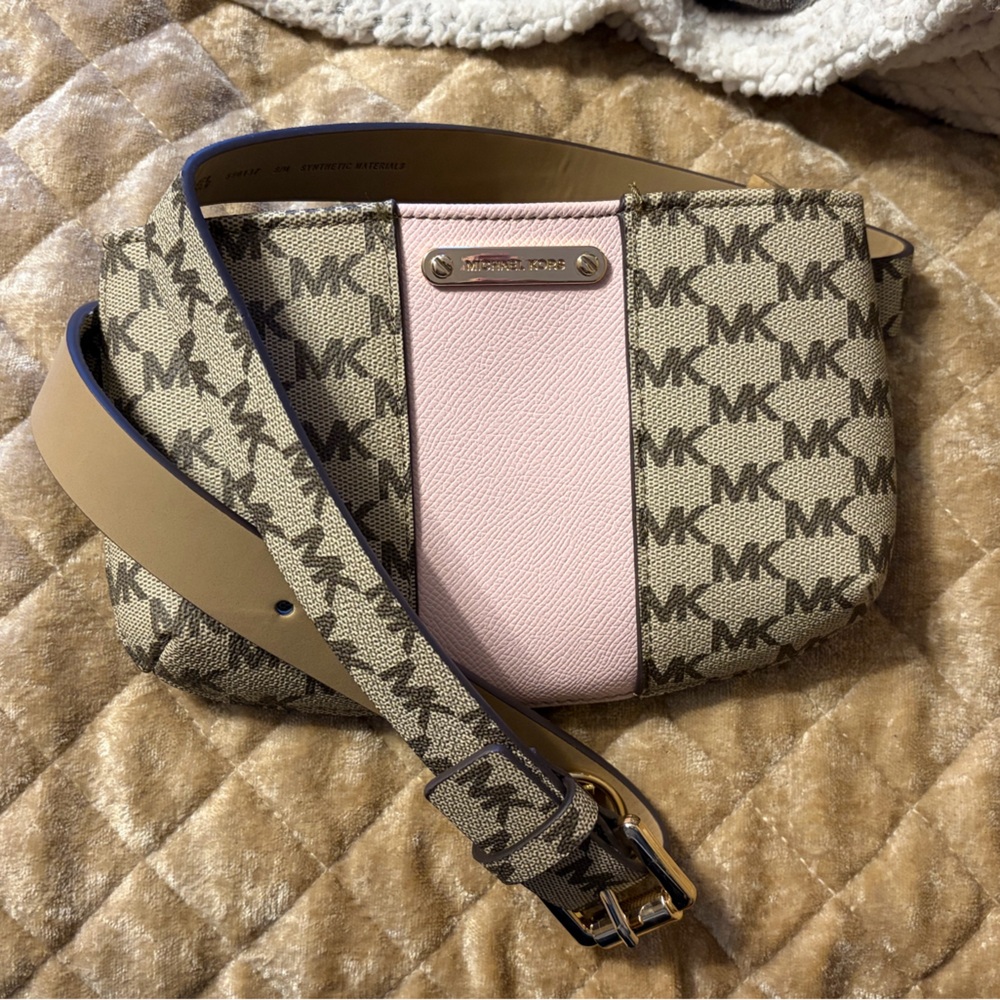 Michael Kors Signature Crossbody/Belt Bag in Pink and Tan